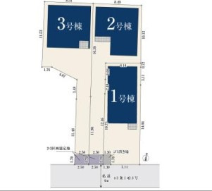 所沢市向陽町全3棟　新築戸建　ミラスモの区画図