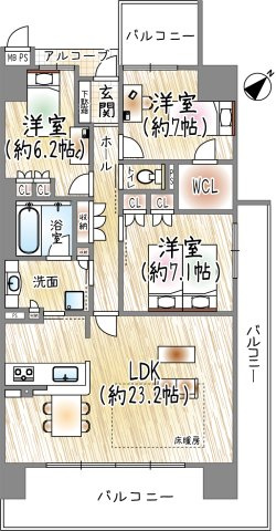 ワコーレシティ神戸三宮の間取り