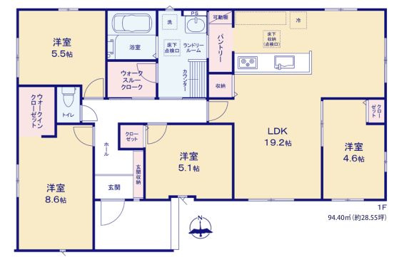 つくば市今鹿島　9期　2号棟の間取り