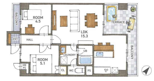 パークテラス桂川　4階　天然木フルリノベーション