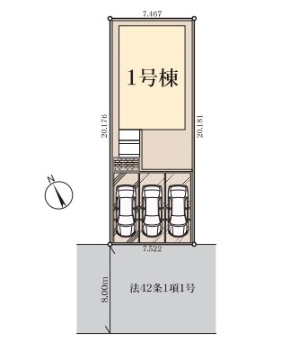 【仲介手数料無料】新築戸建　熊谷市月見町1-57（全1棟）の区画図