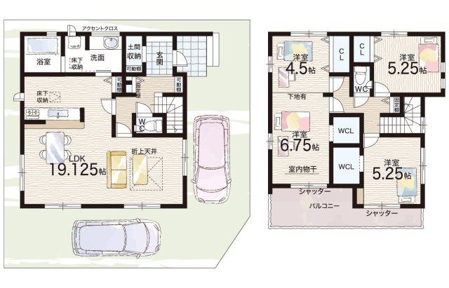 松原市高見の里　新築一戸建ての間取り