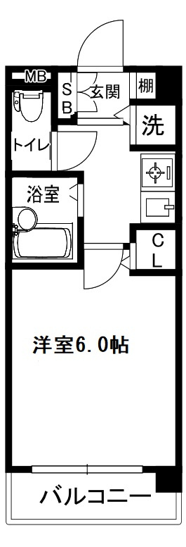 大阪市中央区上町１丁目の賃貸マンションの間取り