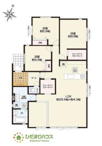 【間取り】 | 水戸市浜田1期　新築戸建　1号棟 | 広々としたLDKが魅力です。