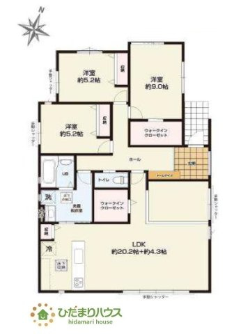 【間取り】 | 水戸市浜田1期　新築戸建　2号棟 | 人気の暮らしやすい平屋のお家です。