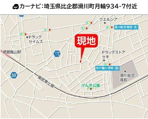 中古戸建　滑川町月輪934-7（リフォーム住宅）の地図
