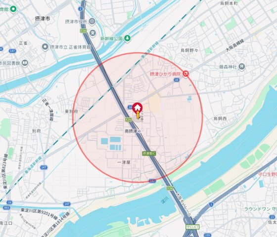 カーサモデルノ南摂津の地図