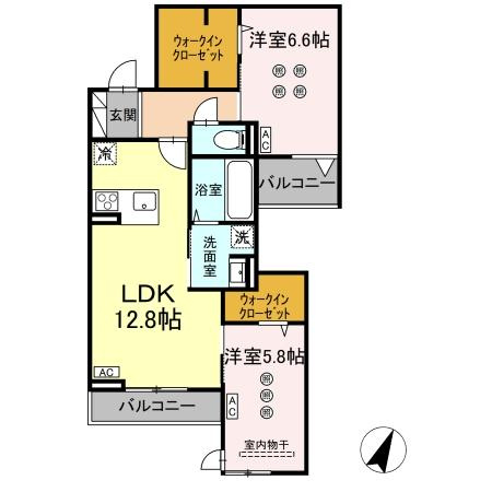 菊池郡菊陽町大字原水のアパートの間取り