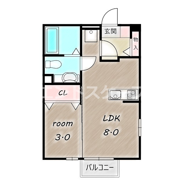 グリーンハイム　Ｂの間取り|高崎、前橋のお部屋探しはエンドスケープまで！お客様の理想お聞かせ下さい♪