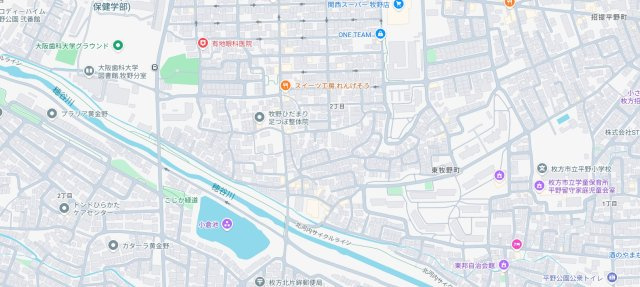 ■枚方市東牧野町　新築一戸建ての地図