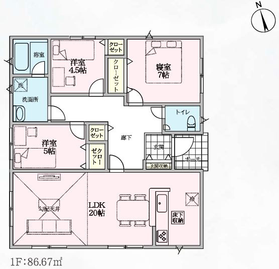 上里町黛第１　の間取り|５号棟間取り図