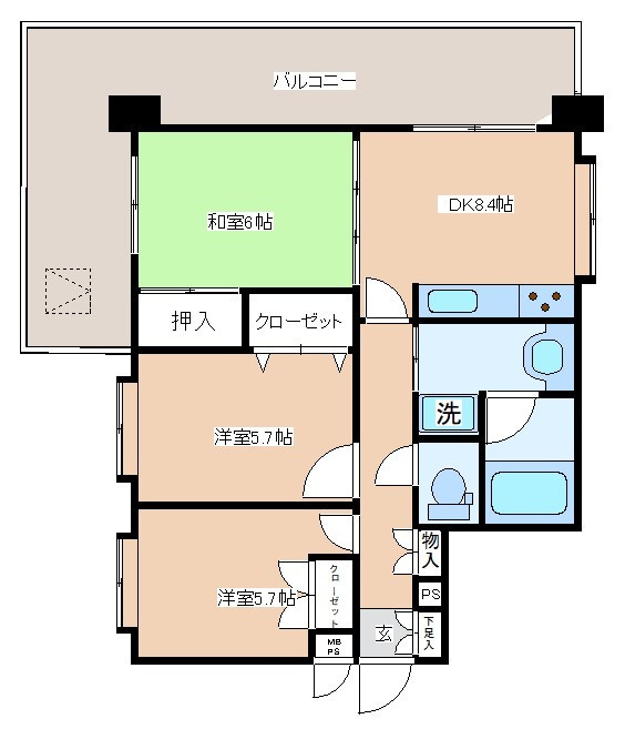葛飾区白鳥１丁目の賃貸マンションの間取り