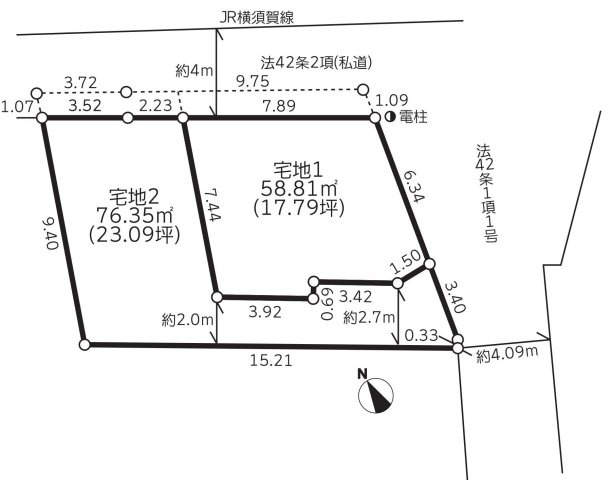 海まで徒歩1２分！魅力的な立地　建築条件付の土地図|宅地２