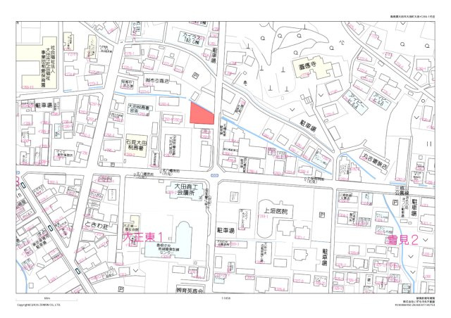 大田市大田町大田　売土地　約109坪（有効面積約93坪）　建築条件なしの地図