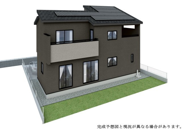 ブルーミングガーデン中区乙多見２期の外観パース|お客様の負担金０円で太陽光パネル標準搭載です。
日中の発電分はお客様使用が可能なので家計に優しい♪