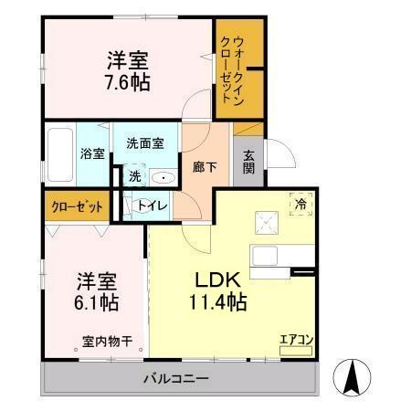 セントラルアヴェニュー　Bの間取り