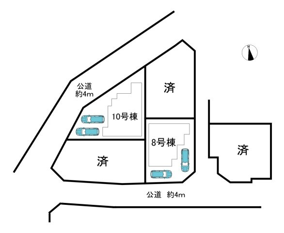 知多市大草字中道筋　全5区画　10号棟の区画図|全5区画中2区画分譲中☆