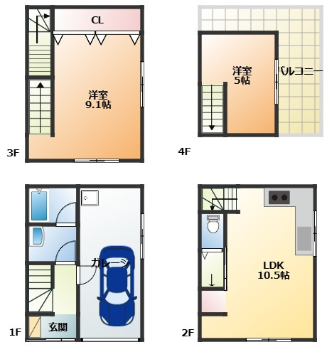寝屋川市高柳2丁目30-20戸建の間取り