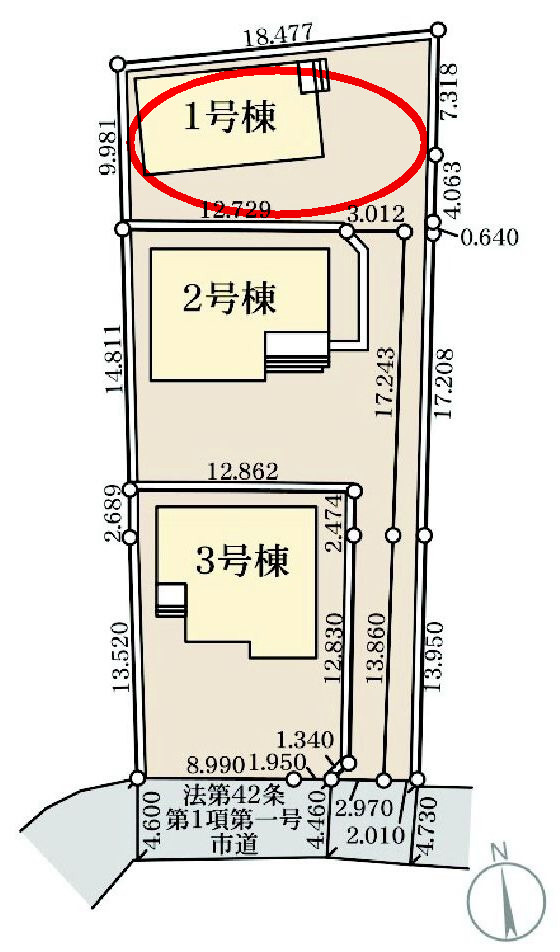 リーブルガーデンＳ第１前橋亀里　１号棟の区画図|駐車場２台以上ご用意しています！来客時も重宝しますよ♪