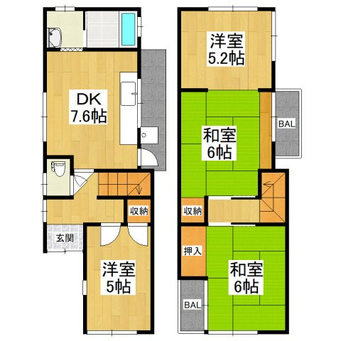 【間取り】 | 河内長野市木戸貸家