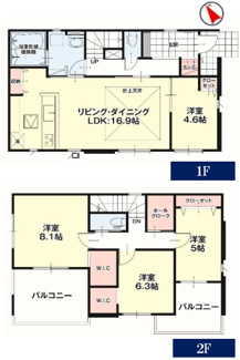 【間取り】 | リガーレ宇都宮市一ノ沢町3期　1号棟 | 全室南向きで陽当たりの良い間取りです