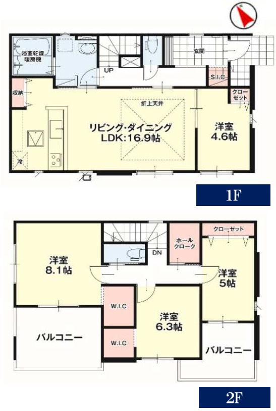 リガーレ宇都宮市一ノ沢町3期の間取り|全室南向きで陽当たりの良い間取りです