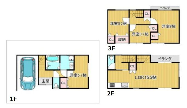 【間取り】 | 板橋区東坂下１丁目　中古戸建て | 4LDK・土地面積51.88ｍ2・建物面積108.92ｍ2