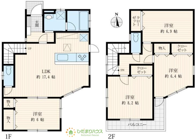 【間取り】 | 龍ケ崎市松ケ丘1丁目　中古戸建 | 水回り集中設計で家事もラクラクです!(^^)!