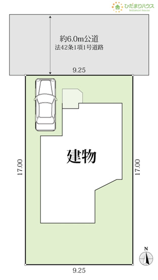 【区画図】 | 龍ケ崎市松ケ丘1丁目　中古戸建 | 前面道路が広いため駐車しやすく、運転が苦手な方でも安心です♪