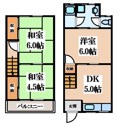 【間取り】 | 二丁通町貸家