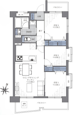 【間取り】 | ダイアパレス大名第2☆仲介手数料無料☆