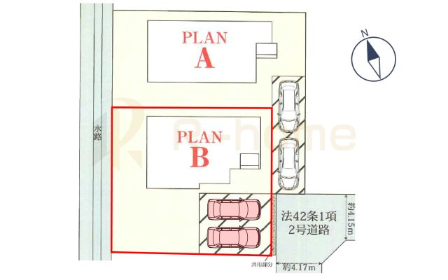 土浦市下高津3丁目　新築戸建て　B号棟の区画図|大きなお買い物だからこそ、メリット・デメリットを伝えさせて頂きます。
R-homeにお任せください♪