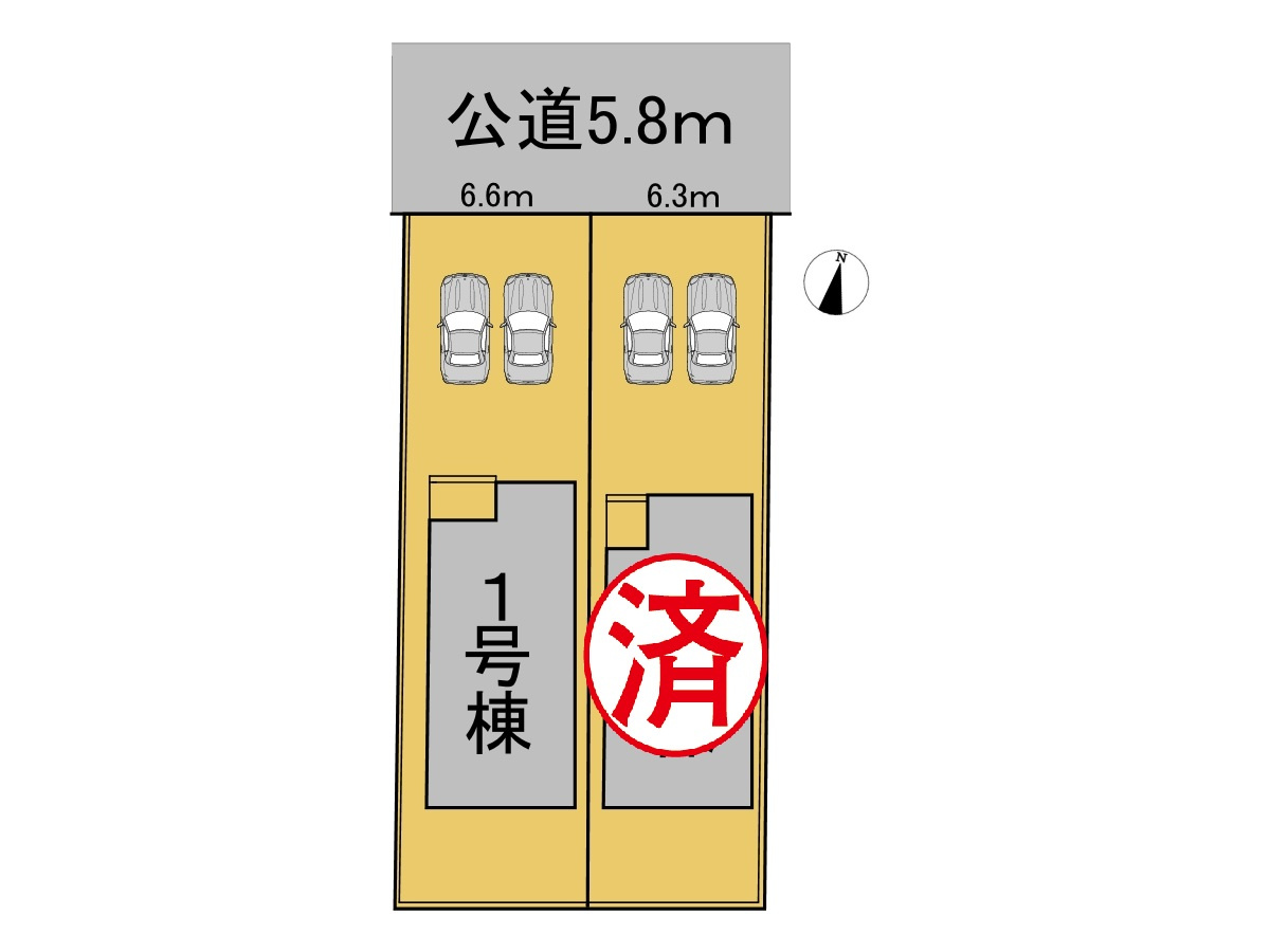 【商談中】クワイエ　各務原市那加宮浦町第１　全２区画分譲の区画図|■区画図
■YAMADA電機の　ヤマダ不動産　株式会社リライフ　
いつでもお問合わせ下さい。