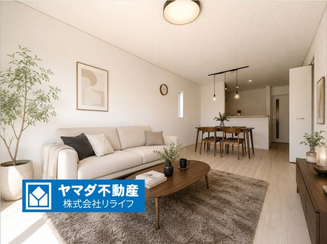 【商談中】クワイエ　各務原市那加宮浦町第１　全２区画分譲の居間・リビング|フローリング材は木目調でナチュラルな美しさ。様々な傷やクラックの発生を大幅に抑える特殊加工済みです。
床材に受ける様々な傷や、温度・湿度変化によるクラックの発生を大幅に抑える特殊加工を施工済み。