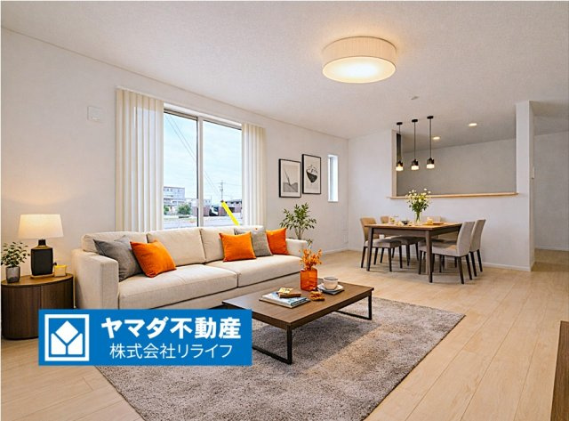 【商談中】クワイエ　岐阜市六条大溝第４　全3区画分譲の居間・リビング|フローリング材は木目調でナチュラルな美しさ。様々な傷やクラックの発生を大幅に抑える特殊加工済みです。
床材に受ける様々な傷や、温度・湿度変化によるクラックの発生を大幅に抑える特殊加工を施工済み。