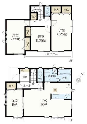 市川市中国分５丁目新築戸建【国府台小学校:6分】の間取り|南向き・4LDK