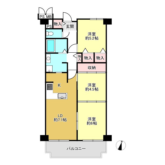ジャルダン宝塚中山台弐番館B棟の間取り