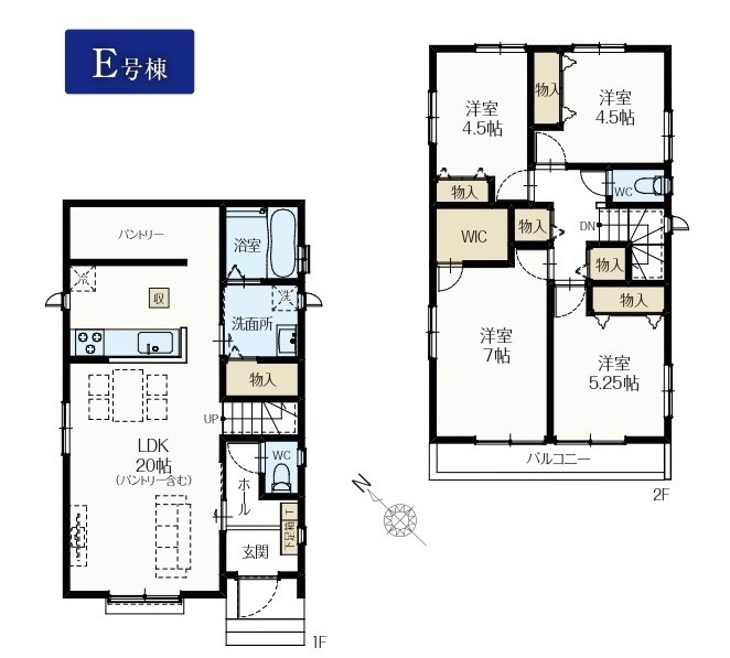 市川市大野町３丁目新築戸建の間取り|E号棟：4LDK