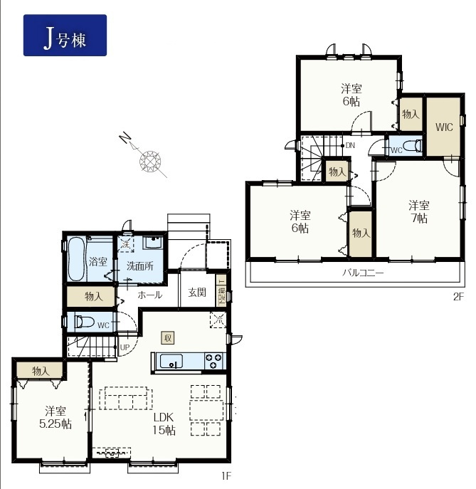 市川市大野町３丁目新築戸建の間取り|J号棟：4LDK