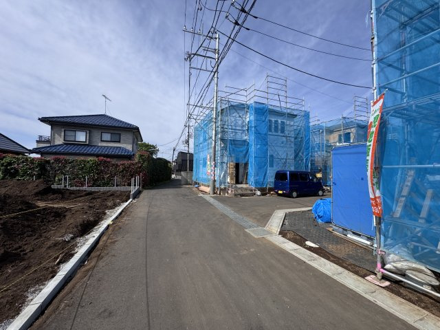 市川市大野町３丁目新築戸建の前面道路含む現地写真|東側前面道路