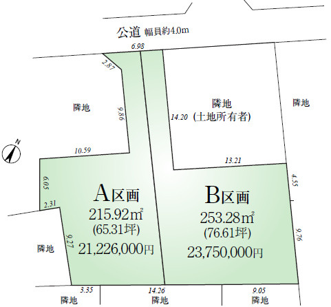 川越市大塚2丁目売地（更地）全2区画の土地図|ユニークな敷地を発想の豊かさで使いこなしてください