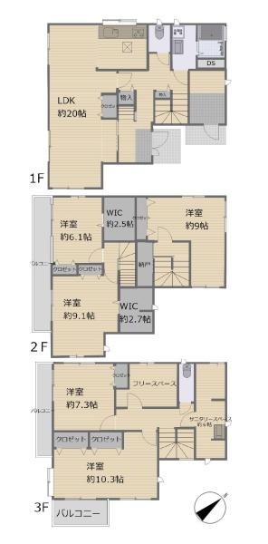 綾瀬市吉岡東４丁目の中古一戸建の間取り