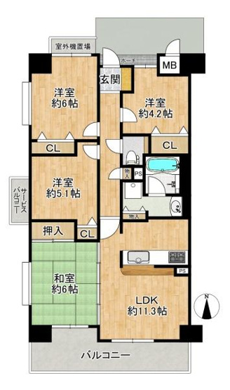 【間取り】 | レジオン四條畷　中古マンション