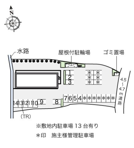 レオパレス法隆寺の駐車場