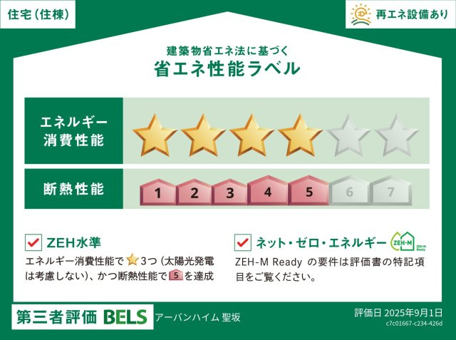 【省エネ性能ラベル】 | アーバンハイム　聖坂  | 高断熱・省エネのZEH対応へーベルメゾン