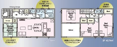 クレイドルガーデン菊陽町津久礼第１２　１号棟の間取り