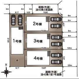 クレイドルガーデン熊本市東区花立第１１　１号棟の区画図
