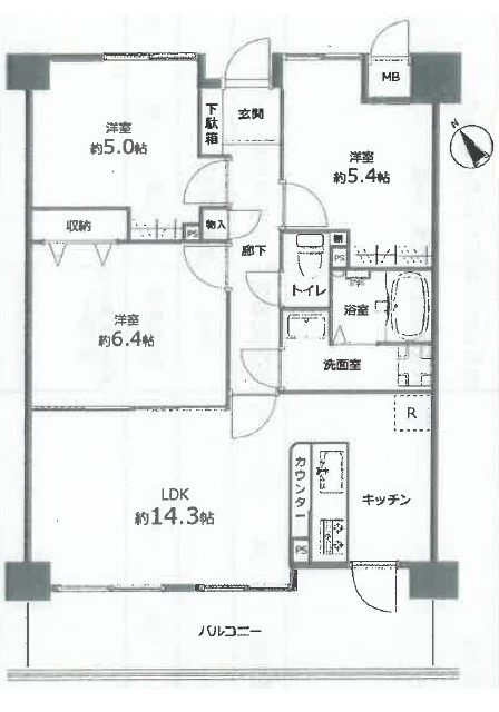 西区庚午北4丁目藤和ハイタウン庚午2階の間取り