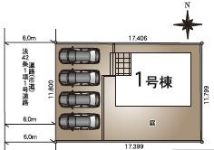 クレイドルガーデン合志市野々島第３　１号棟の区画図