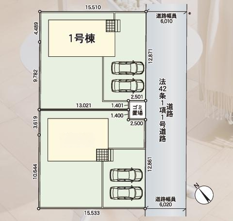 笠間市旭町第9　新築戸建　1号棟の区画図